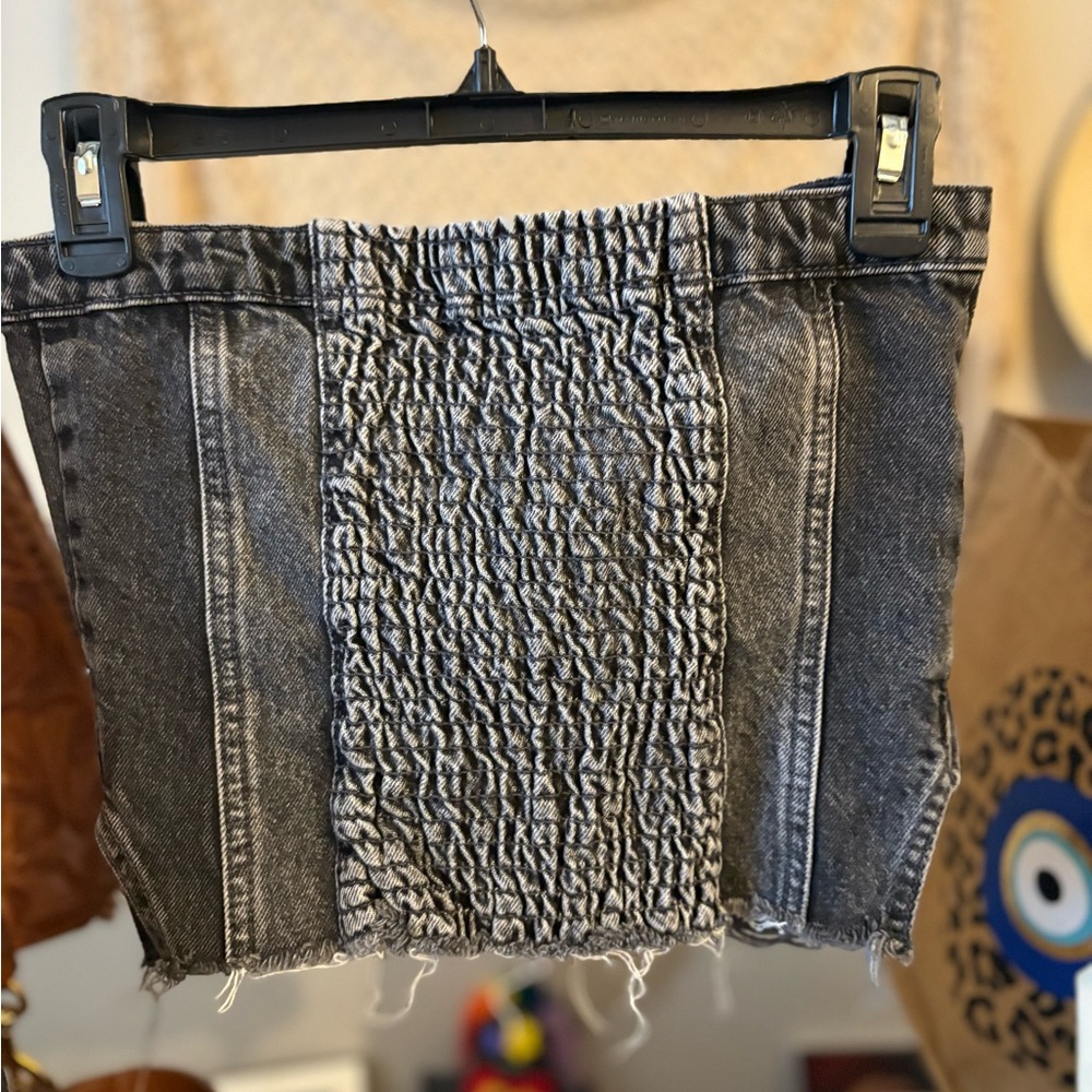 ZARA Denim Gray Zip-Up Crop Top - Picture 3 of 4